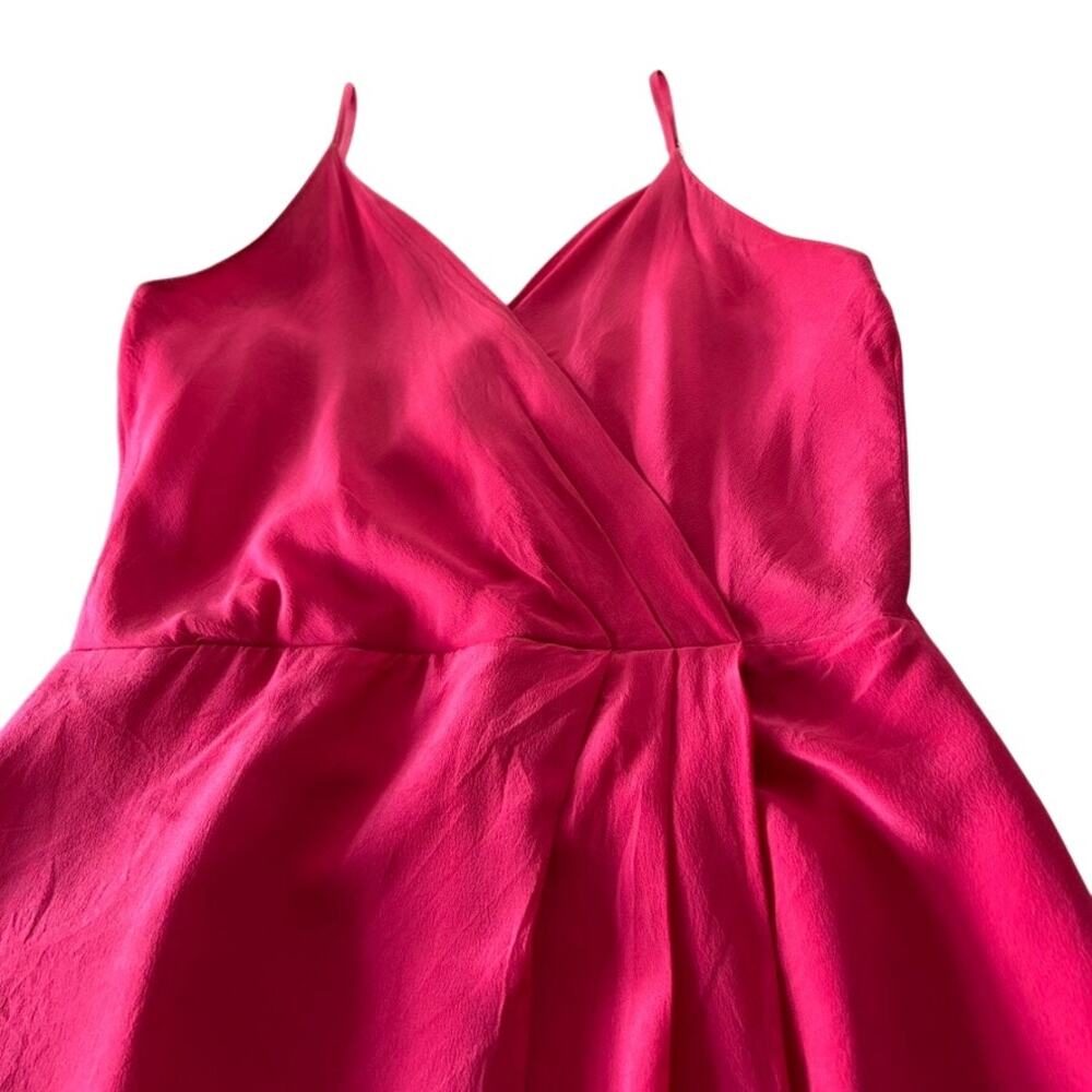 Lavender Brown Silk Mini Dress Hot Pink Fuchsia Faux Wrap Cocktail Made USA S